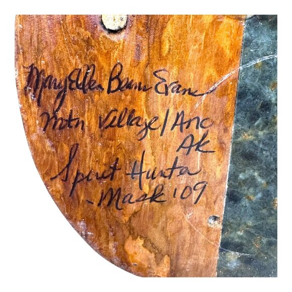 Handcrafted Native Alaskan Spirit Mask Wall Art Ceremonial Design Vtg Signed 17" - Picture 3 of 8